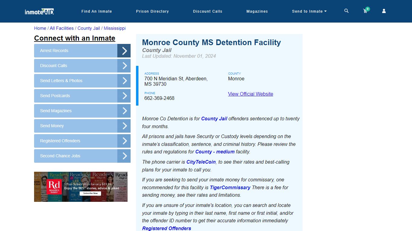 Monroe County MS Detention Facility - Inmate Locator