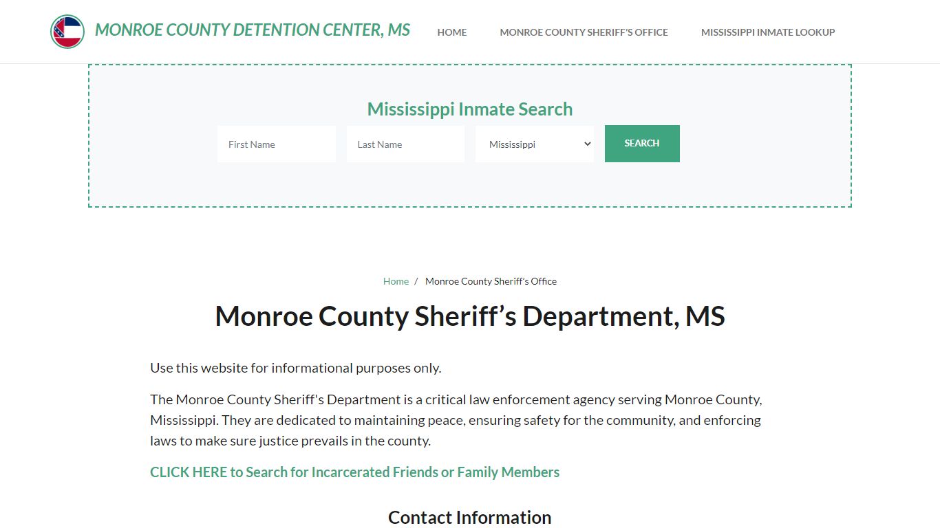 Monroe County Sheriff Department, MS Arrests, Warrant Lookup